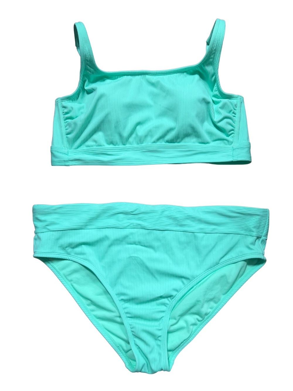Stony Clover Mint Green Ribbed Two-Piece Swimsuit Plus Size 1X